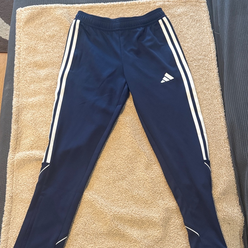Adidas Kids Dark Blue Joggers with White Stripes